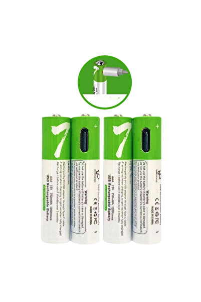 Epilons Type-C ile Şarjolabilen 4 lü AAA 1.5V Lityum İnce Şarjlı Kalem Pil 75...