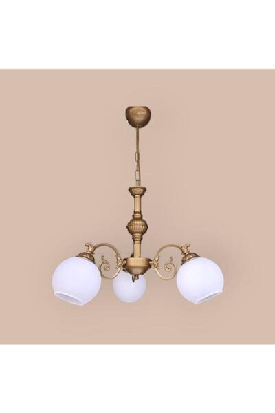 DEDE ÇİCEK KOL ÜÇ KOLLU ZAMAK METAL AVİZE ESKİTME STATİK BOYALI MAT BEYAZ CAMLI