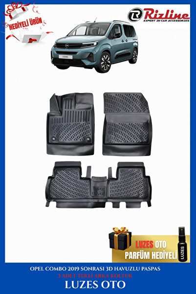 Rizline Opel Combo 3D Havuzlu Paspas 3 TEKLİ ARKA KOLTUK 2023 Model Uyumlu