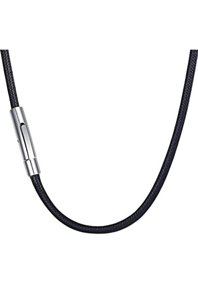 Tessero - Colier din piele cu încuietoare cu buton, oțel inoxidabil, argintiu...