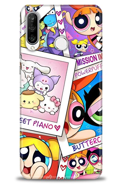 Rulet Aksesuar غطاء متوافق مع هاتف هواوي P30 لايت HD مطبوع - غطاء سيليكون بتص...