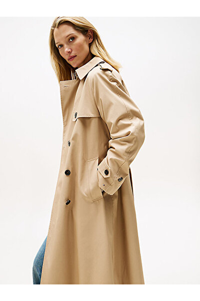 Tommy Hilfiger kadın cotton regular trenchcoat