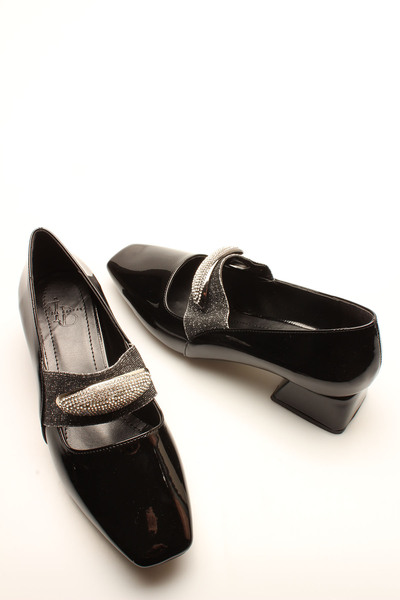İDİL BLACK RUGAN STONE WOMEN'S HEELS