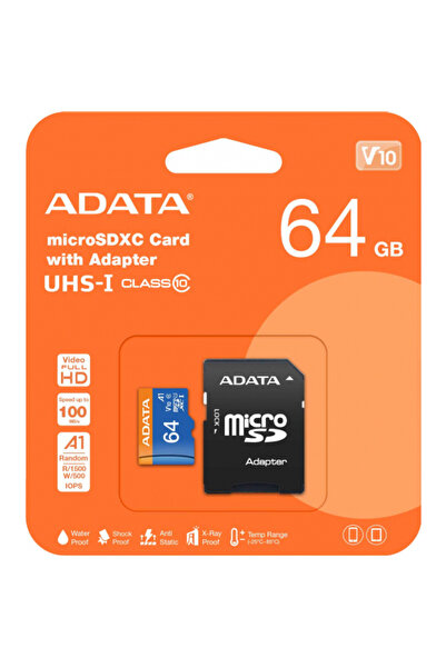 Adata Card Memorie microSDXC Adata, 64Gb, Clasa 10/ UHS-1 U1, Cu Adaptor AUSD...