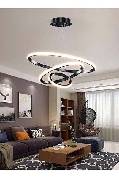 best power ثريا سقف LED حديثة 6911 - ثريا قابلة للتعديل بثلاث حلقات مع 3 مستو...