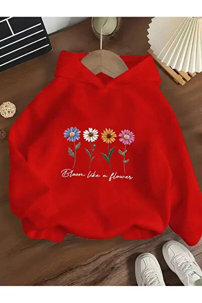 H&GHAMLEGİYİM Hanorac de iarnă cu glugă, cu imprimeu floral pentru fete