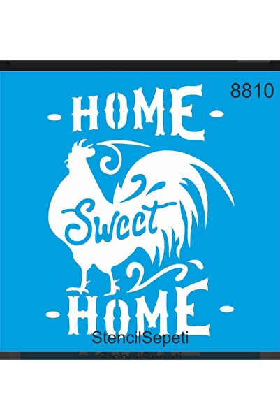 DERYA DESİNG ART Home Sweet Text Pattern Stencil Template St8810 20X20 cm