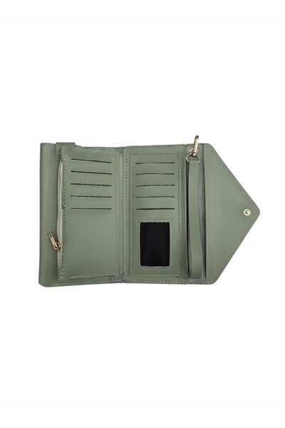 SHIKIRTI Γυναικείο πορτοφόλι με θήκη για τηλέφωνο, θήκη για νομίσματα και κάρτες, με λουράκι για τον καρπό