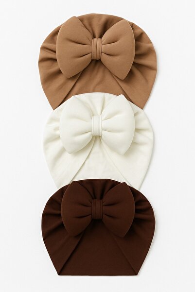 Bebekino 3’lü Fiyonklu Likralı Bebek Bonesi Seti – 3–18 Ay Arası Esnek ve Yum...