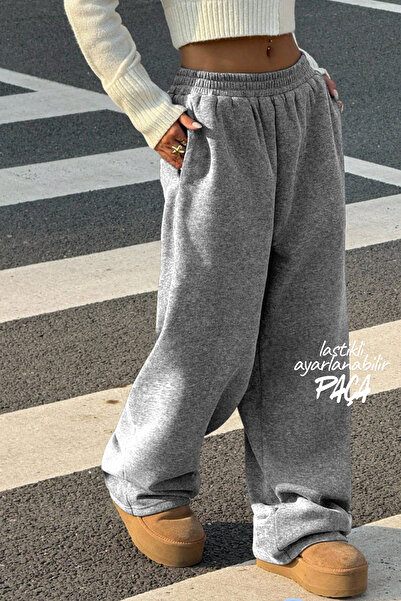 BSBSPOR Ανδρικά γυναικεία φαρδιά ρούχα με ρυθμιζόμενο μήκος πόδι, φαρδιά φούτερ παντελόνια Jogger