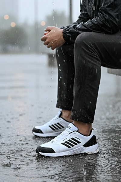 Giyyin Αθλητικά παπούτσια Sneaker Λευκό Μαύρο Ρίγα Casual Άνετα Ποιοτικά με κορδόνια Ορθοπεδικά Κατάλληλα για το χειμώνα