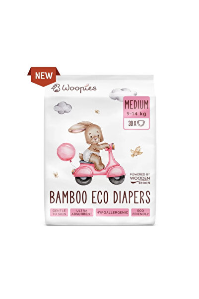 Wooden Spoon Plienky s bambusovými vláknami M (9-14 kg), 30 kusov