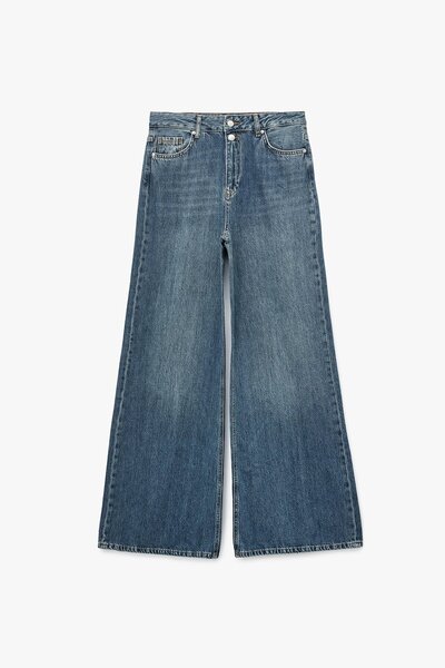 Koton Kadın X Sima Tarkan - Pamuklu İspanyol Paça Flare Jean Pantolon - Wide Flare Jean 6W