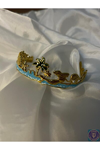 uyguntakıaksesuar سوار ذهبي مطرز بتصميم البحر الاستوائي - حمل طاقة الصيف على ...