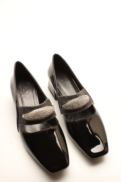 İDİL SİYAH RUGAN TAŞLI KADIN TOPUKLU