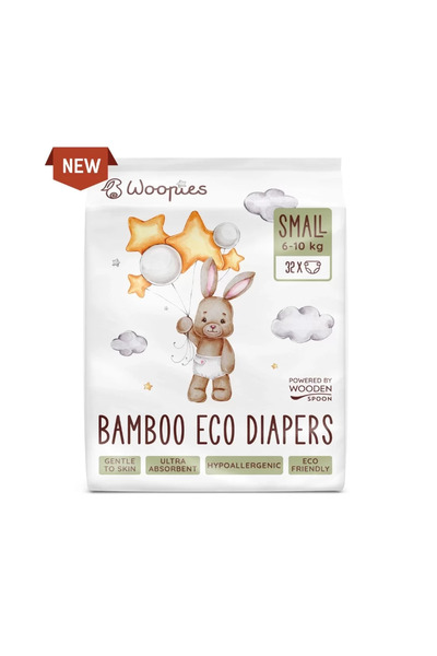 Wooden Spoon Plienky s bambusovými vláknami S (6-10 kg), 32 ks,