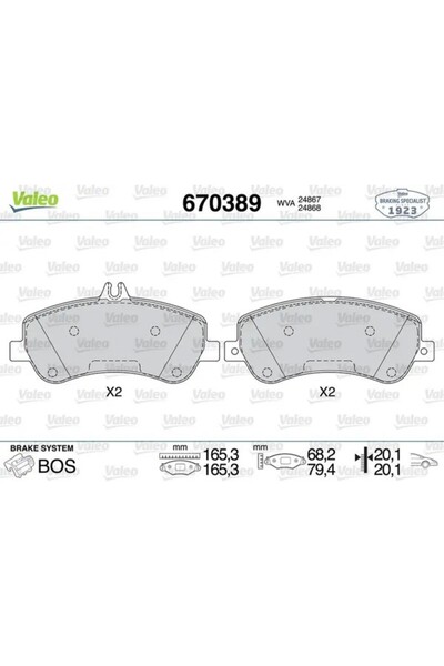 VALEO 670389 On Fren Balatasi A0004209304 A0054204820 Uyumlu