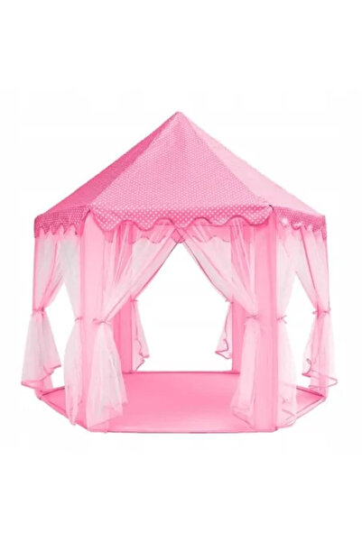 JollyMag Detský stan, Kruzzel, šesťuholníkový, so závesmi, ružový, 135 x 140 cm