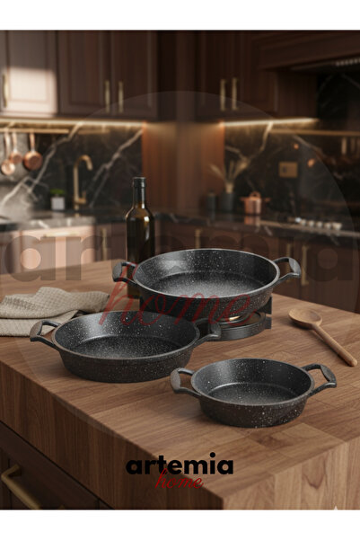 Artemia Home 3-Piece Sahan Set | Capless Granite Casting | Premium Set with Heat Resistant Non-Stick Surface