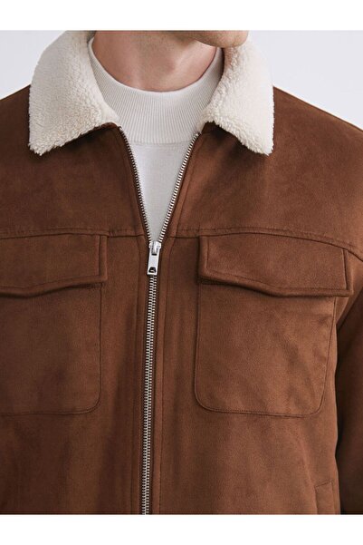 LC Waikiki LCW Vision Slim Fit Fur Collar Suede Men's Coat