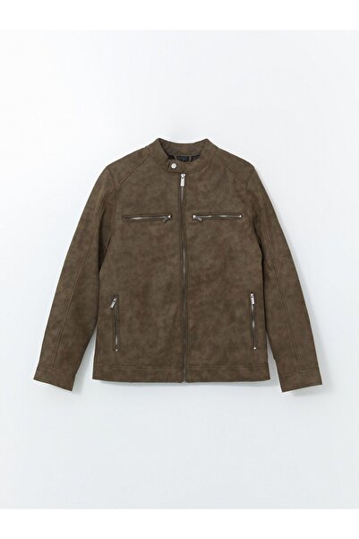 LC Waikiki LCWAIKIKI Classic Biker Yaka Deri Görünümlü Erkek Ceket