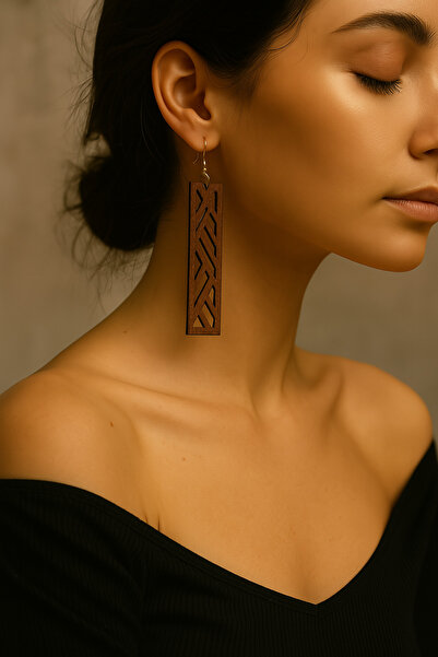 bitangosu Geometric Carved Wooden Earrings – a Modern Take on Natural Elegance