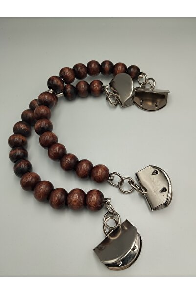 Zeyora Ahşap Boncuklı Çanta Sapı (12 CM),Çanta Aksesuarı,Aparatlı Çanta Sapı