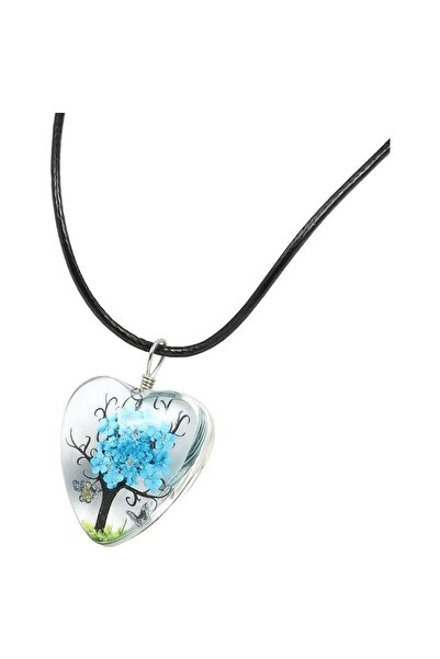 Vipfoni Handmade, Heart Design with Dried Flowers Epoxy Tree of Life Pendant