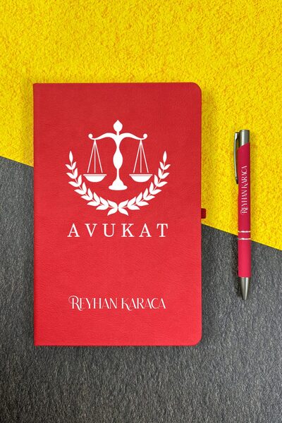 HediyeHanesi Kişiye Özel Avukata Hediye Avukat Tasarımlı Ajanda & Kalem Seti