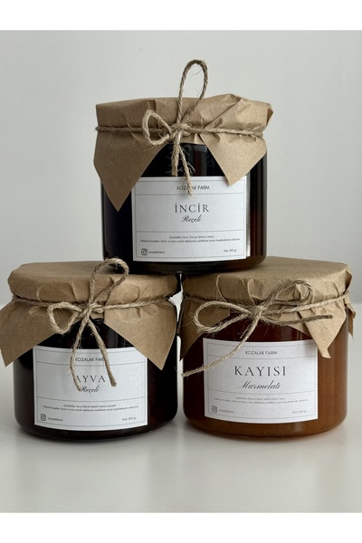 yöresel İncir Reçeli, Ayva Reçeli & Kayısı Marmelatı 3’lü Avantaj Paket (1200 gr.)
