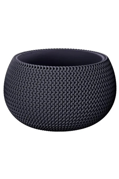 Prosperplast Dekoratívny kvetináč, Prosperplast, Splofy, okrúhly, antracitový, 23,9 x 16,1 cm