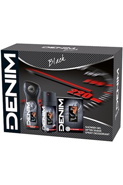 Denim Set negru: Loțiune după ras 100 ml + Gel de duș 250 ml + Deodorant spra...