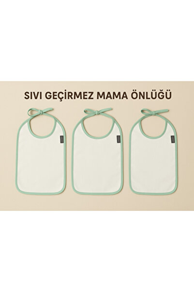 MEŞELİ TEKSTİL 3'Lü Sıvı Geçirmez Mama Önlüğü | Yıkanabilir Pratik Kullanım
