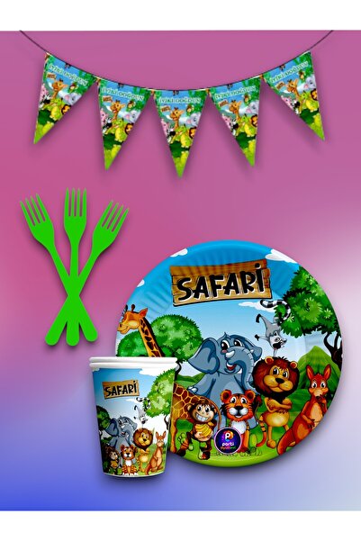 partylady مجموعة أدوات تقديم الطعام ذات الطابع السفاري للاستخدام مرة واحدة تت...