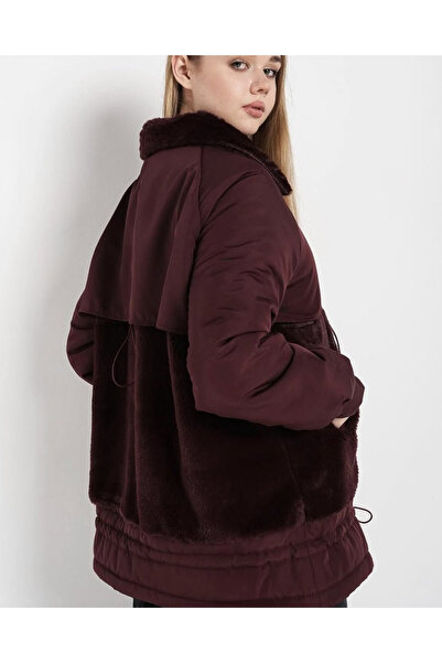 HOPEFUL DESİGN Hopefuldesign Plush Detailed Plush-Collar Adjustable Elastic Inflatable Coat