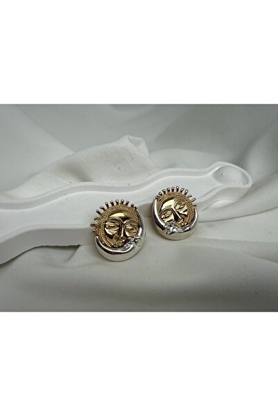 all mine Mix Color Steel Earrings with Moon and Sun Figures