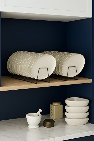 Alper Banyo Yeni Model Siyah Tezgah Üstü Tabaklık | Tencere Kapak Düzenleyicisi | 10 Bölmeli ( 2 Adet )