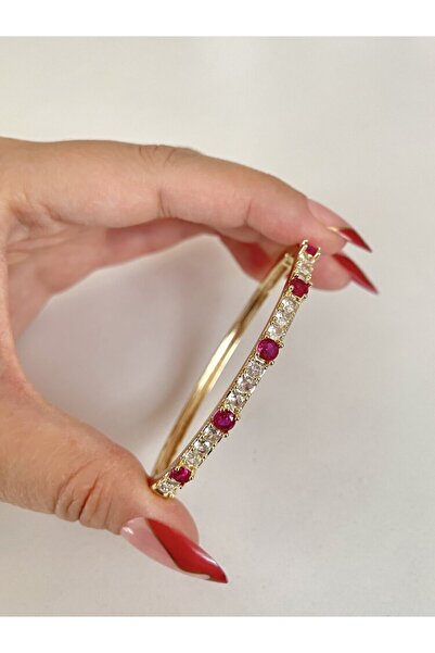 Asteria Jewelry Pembe Taşlı Kelepçe Bileklik