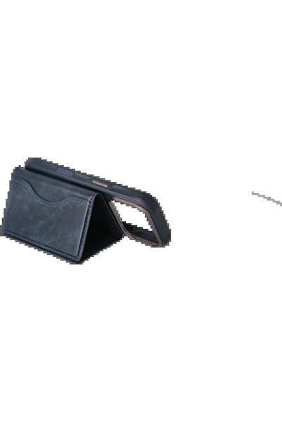 CepteToptan Myt09 Tema Magsafe Leather Card Holder - Navy Blue