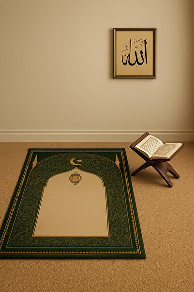 new colourse Kadife Dokulu Kaymaz Tabanlı Dekoratif Seccade – Yumuşak Doku, Ş...