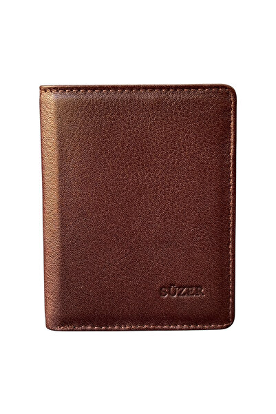 S.S SÜZER DERİ Slim and Mini Size Vertical Model Genuine Leather Men's Wallet Brown
