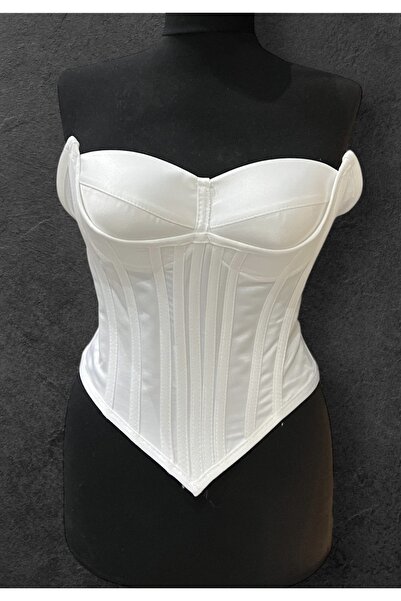 MODA كورسيه من الساتان بلون الكريم - مقاس جاهز