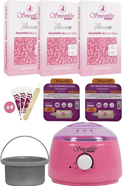 Empressco 3’lü Pudralı Boncuk Ağda Seti, Isıtıcı, Yağ ve Spatula ile Güzel Cilt