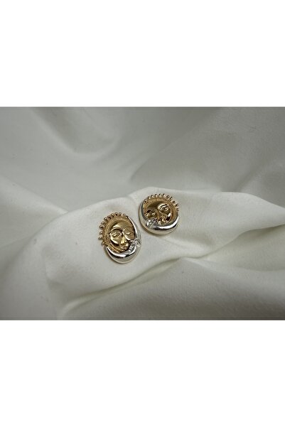 all mine Mix Color Steel Earrings with Moon and Sun Figures