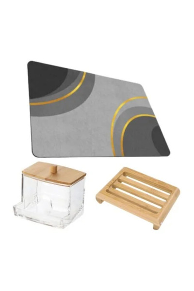 MCT Ultra savá protišmyková kúpeľňová predložka, materiál Diaton, model Cercle, 50 x 80 cm s bambusovou podšívkou