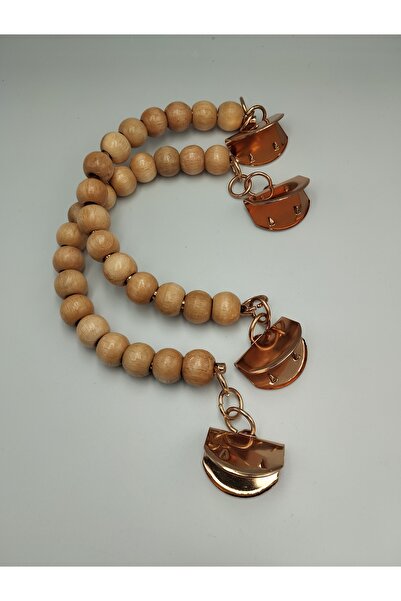 Zeyora Ahşap Boncuklı Çanta Sapı (12 CM),Çanta Aksesuarı,Aparatlı Çanta Sapı