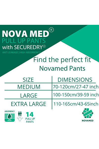 NOVAMED Incontinence Pads, Adult Pull up Pants, Adult Nappies - 15 Pants per Pack (Large)