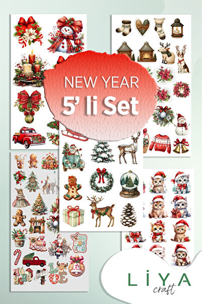 LiyaCraft New Year Favori En Set Renk Renk Temalı Sticker Planner Ajanda Bull...