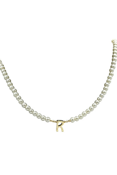 ElectraStore Colier De Perle Cu Pandantiv Litera R - C4240