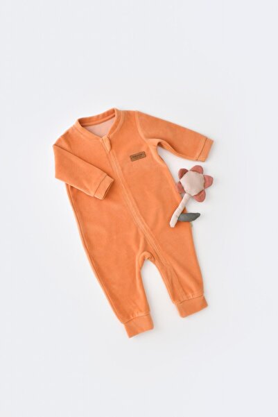 JollyMag Salopeta cu maneca lunga si fermoar din 80%bumbac - Portocaliu, (Mar...
